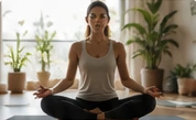 Vinyasa Yoga: beispielhafte Yogapraxis im hellen Studio